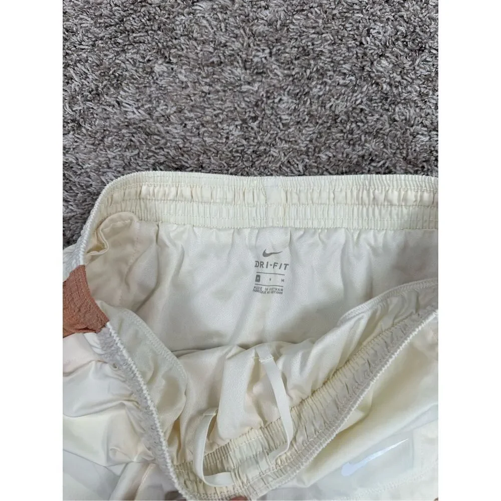 Nike Women's M Dri-fit Tempo Running Shorts Cream Tan Brown Brief Lined Athletic